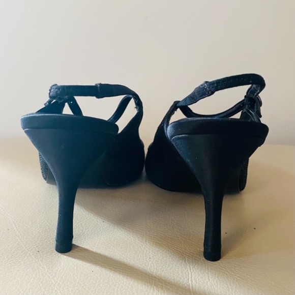 NWOT Nina Black Sequin Slingback Heels - Picture 7 of 8